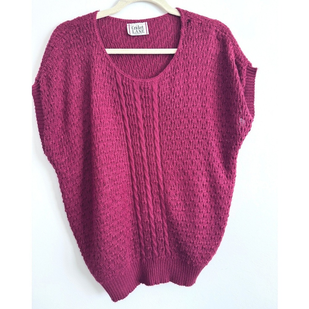 80's Magenta Pink Cable Knit Sweater Vest Cottagecore Made in USA